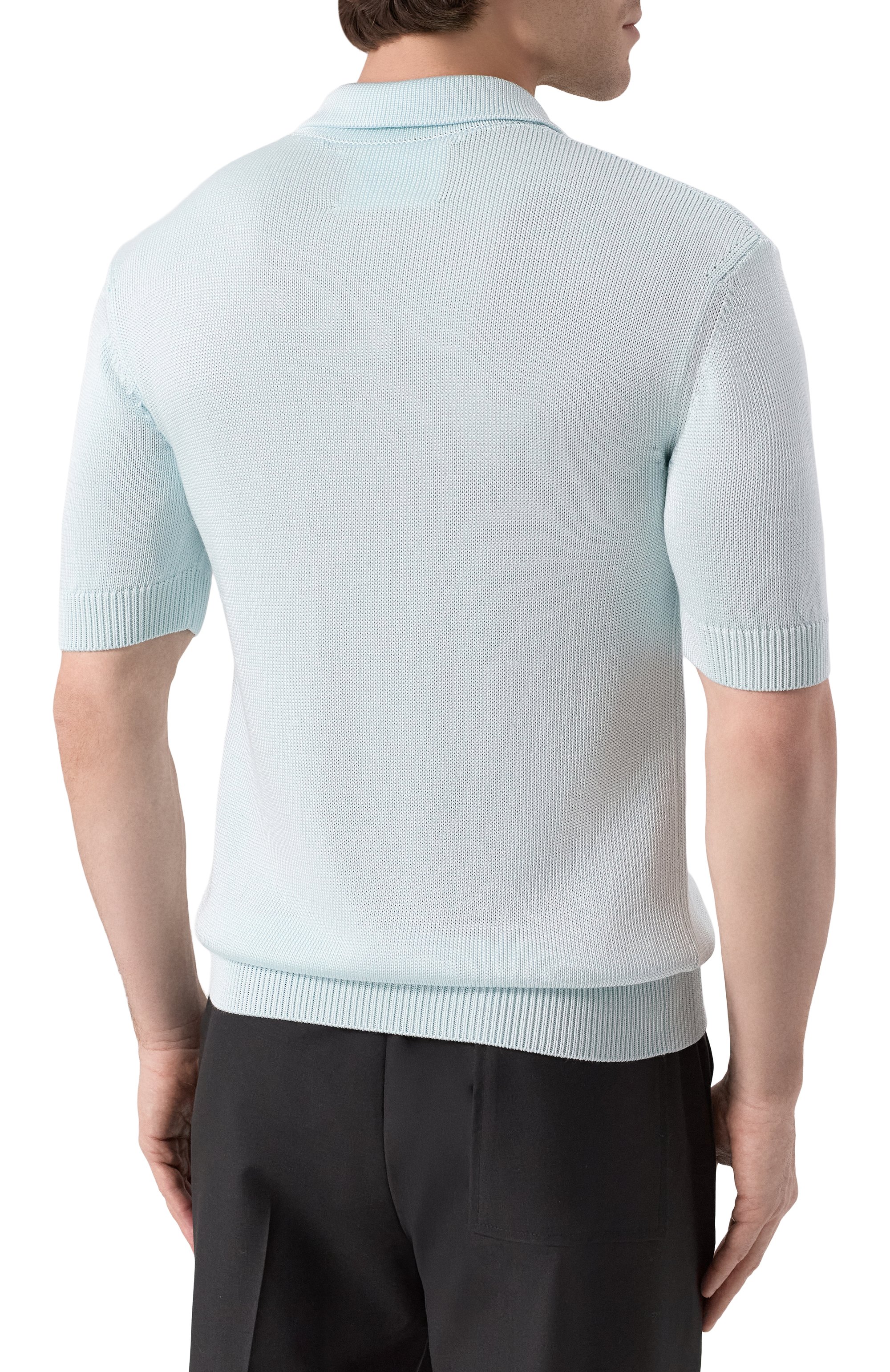 Поло из хлопка и льна JIL SANDER голубого цвета по цене 149000 руб., арт. J21GL0114-J18341, фото 4 Поло из хлопка и льна JIL SANDER, арт. J21GL0114-J18341, фото 4