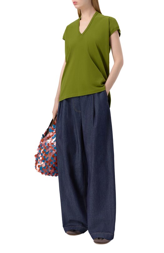 Хлопковая футболка Dries Van Noten 131101/3600 Зелёный  131101/3600 Фото 2