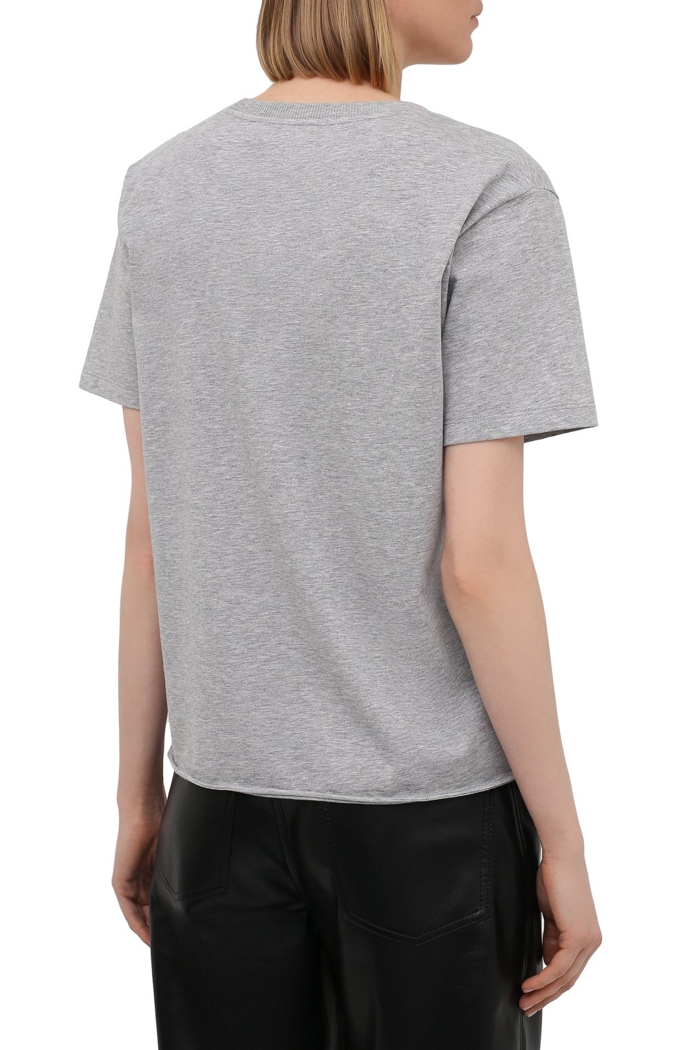 Хлопковая футболка SAINT LAURENT серого цвета по цене 44950 руб., арт. 656895/Y36ER, фото 4 Хлопковая футболка SAINT LAURENT, арт. 656895/Y36ER, фото 4