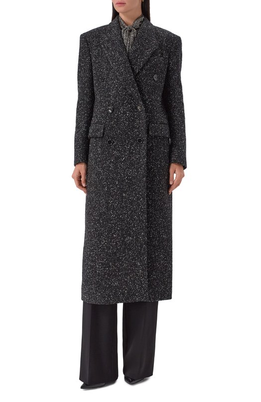 Пальто из шерсти и шелка Dolce & Gabbana F0GHHT/FCZAD Серый  F0GHHT/FCZAD Фото 3
