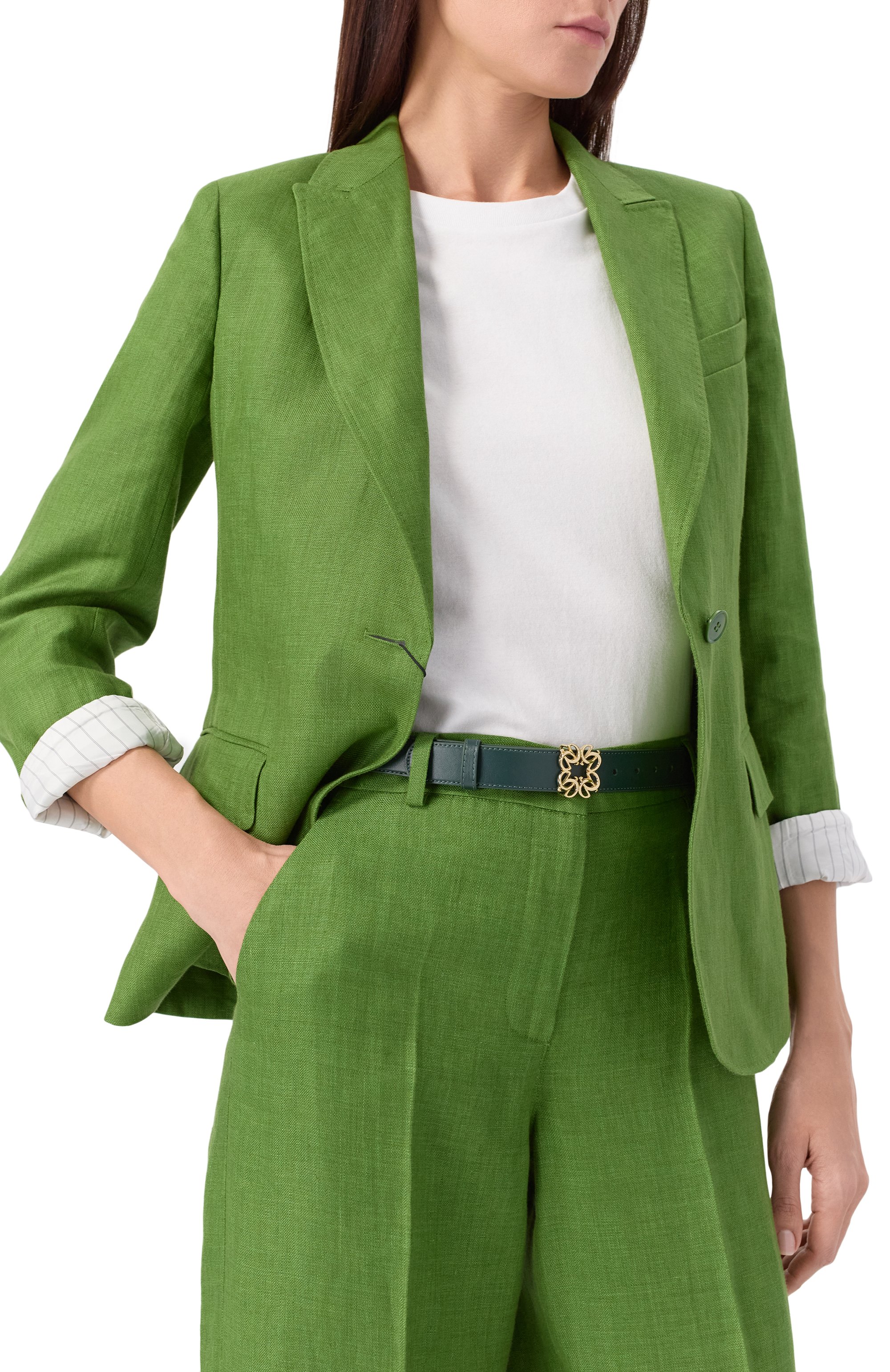 Кожаный ремень ELIE SAAB темно-зеленого цвета по цене 35000 руб., арт. BE004S25/PALM SHADE, фото 2 Кожаный ремень ELIE SAAB, арт. BE004S25/PALM SHADE, фото 2