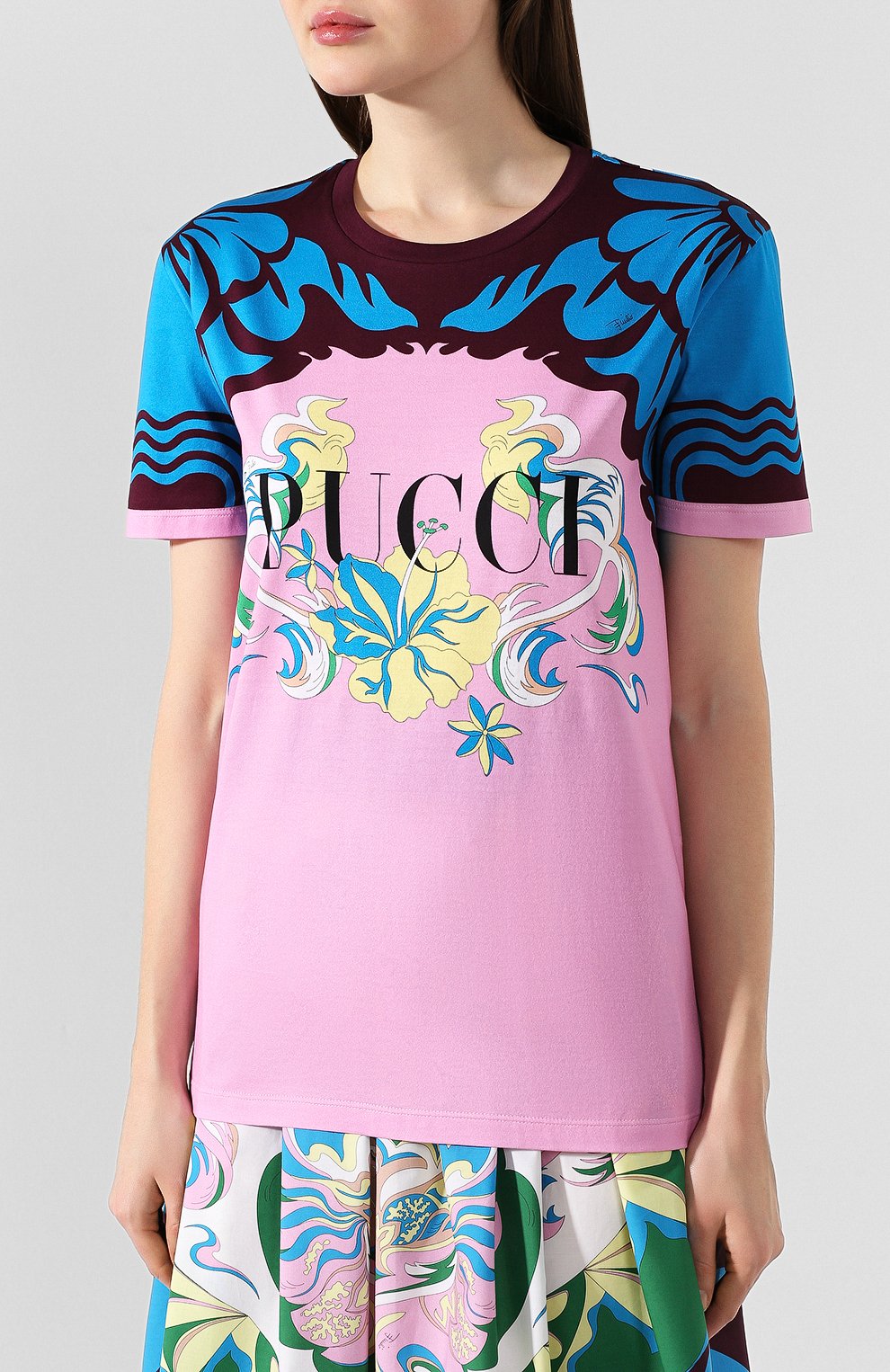 Хлопковая футболка EMILIO PUCCI розового цвета по цене 36700 руб., арт. 0EJP45/0E994, фото 3 Хлопковая футболка EMILIO PUCCI, арт. 0EJP45/0E994, фото 3