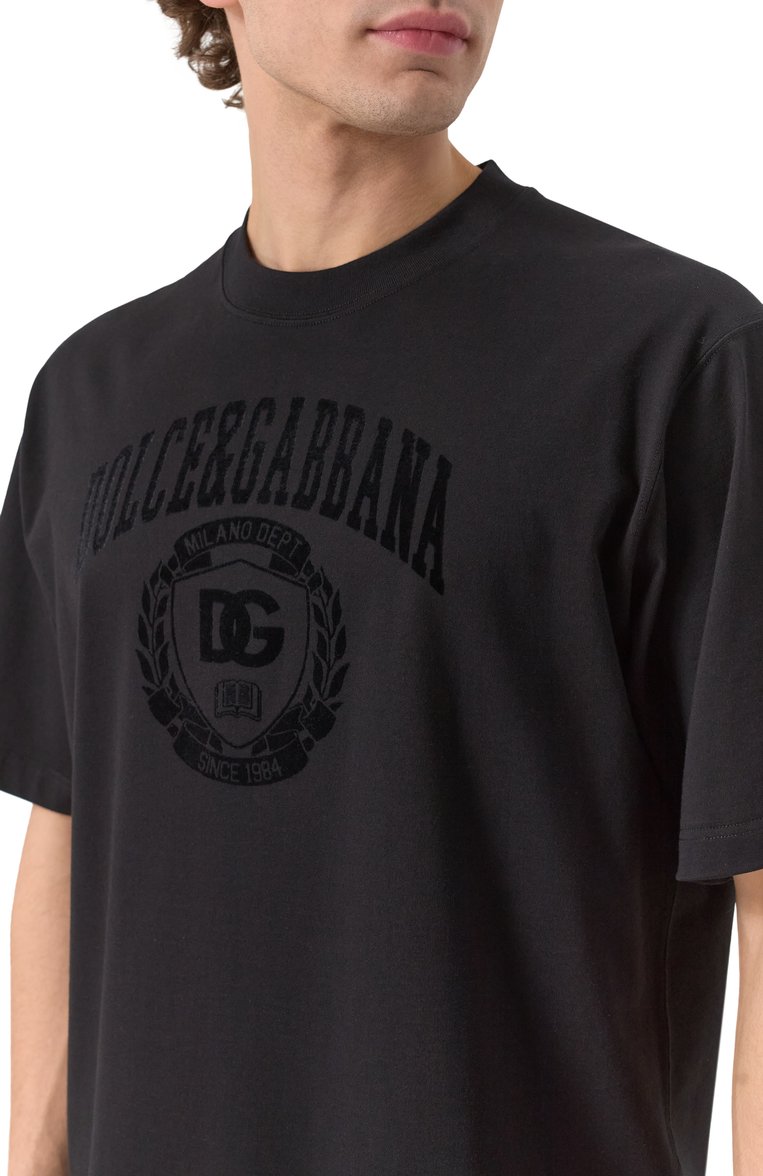 Мужская хлопковая футболка DOLCE & GABBANA черного цвета, арт. G8SH7T/G702E | Фото 5 (Длина (для топов): Стандартные; Рукава: Короткие; Принт: С принтом; Стили: Кэжуэл; Материал внешний: Хлопок; Кросс-КТ: Джерси; Мужское Кросс-КТ: Футболка-одежда)