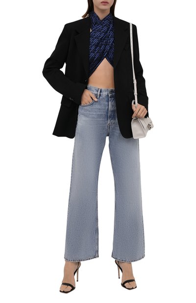 Шарф из шелка и шерсти VERSACE темно-синего цвета по цене 54200 руб., арт. 1001599/1A01964, фото 2 Шарф из шелка и шерсти VERSACE, арт. 1001599/1A01964, фото 2