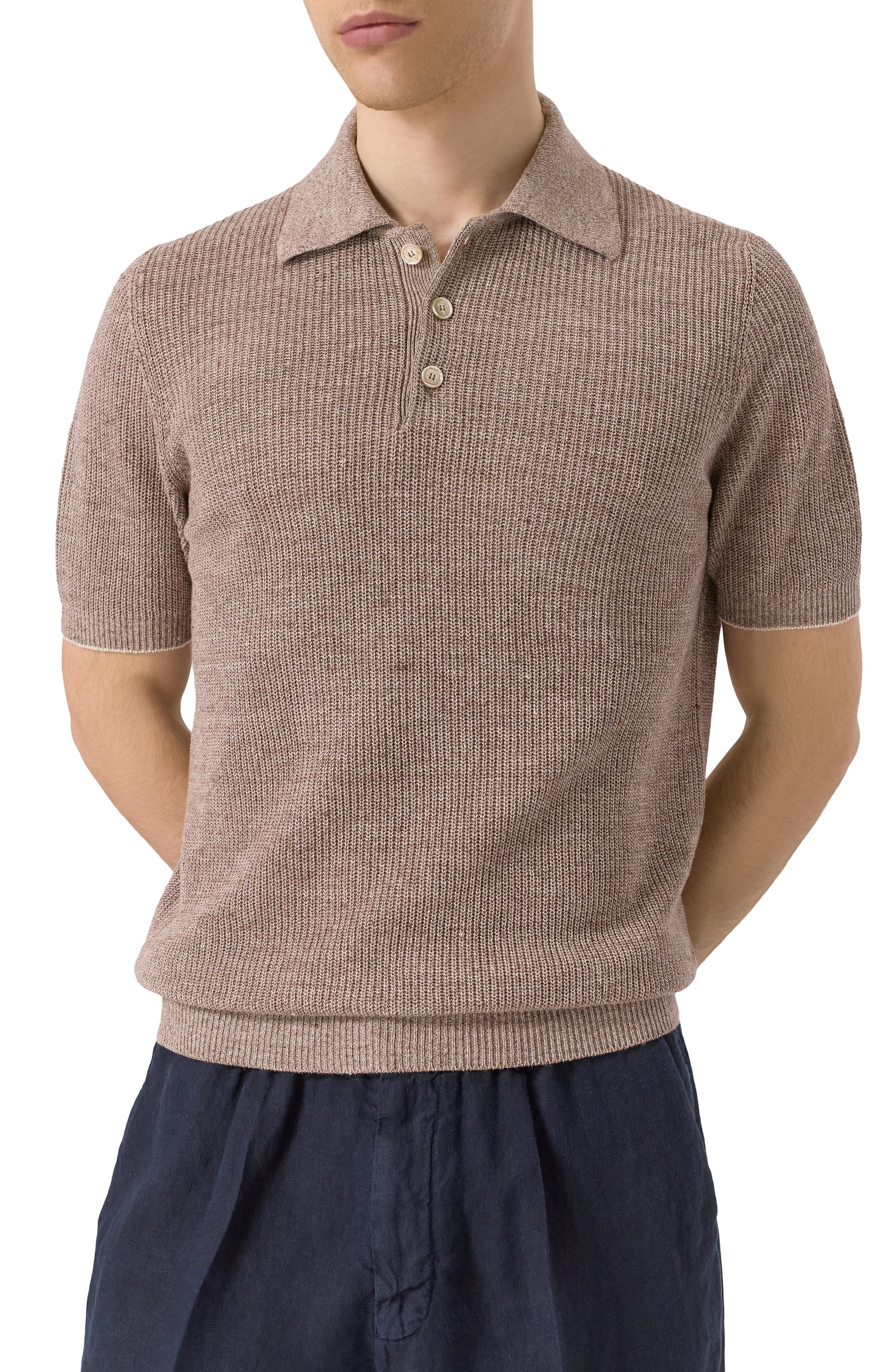 Поло изо льна и хлопка BRUNELLO CUCINELLI, арт. M2L707715, фото 3