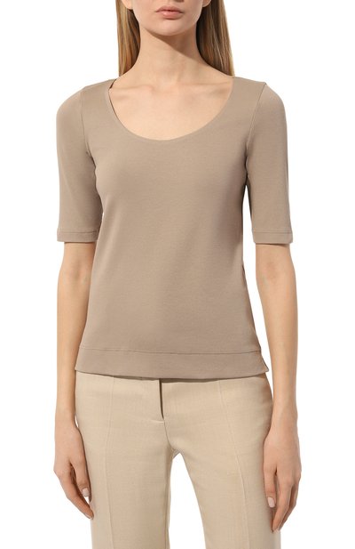 Хлопковая футболка GRAN SASSO бежевого цвета по цене 23550 руб., арт. 60271/80302, фото 3 Хлопковая футболка GRAN SASSO, арт. 60271/80302, фото 3