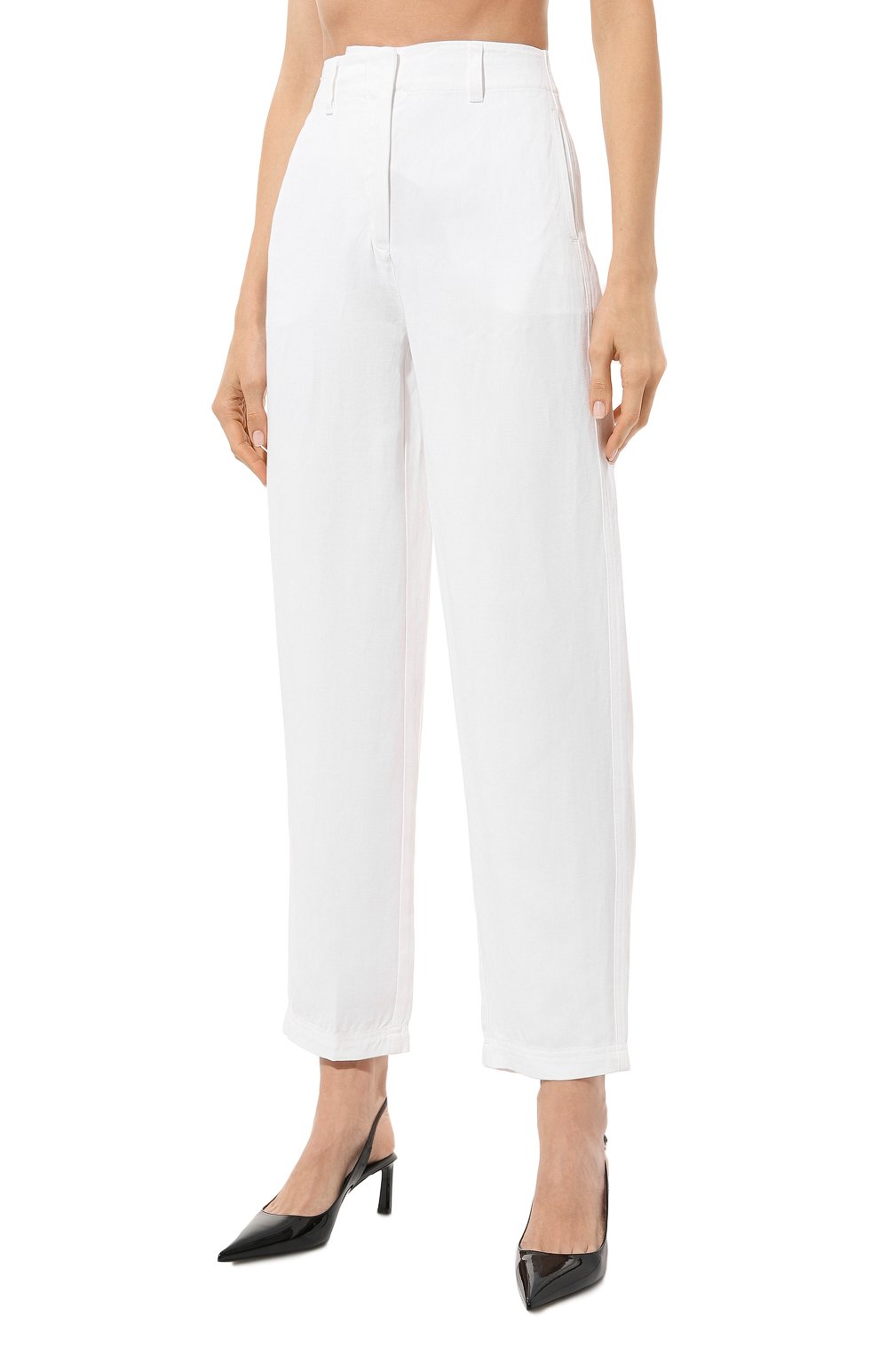 Брюки из вискозы и льна EMPORIO ARMANI белого цвета по цене 46550 руб., арт. 3R2P81/2NM8Z, фото 3 Брюки из вискозы и льна EMPORIO ARMANI, арт. 3R2P81/2NM8Z, фото 3