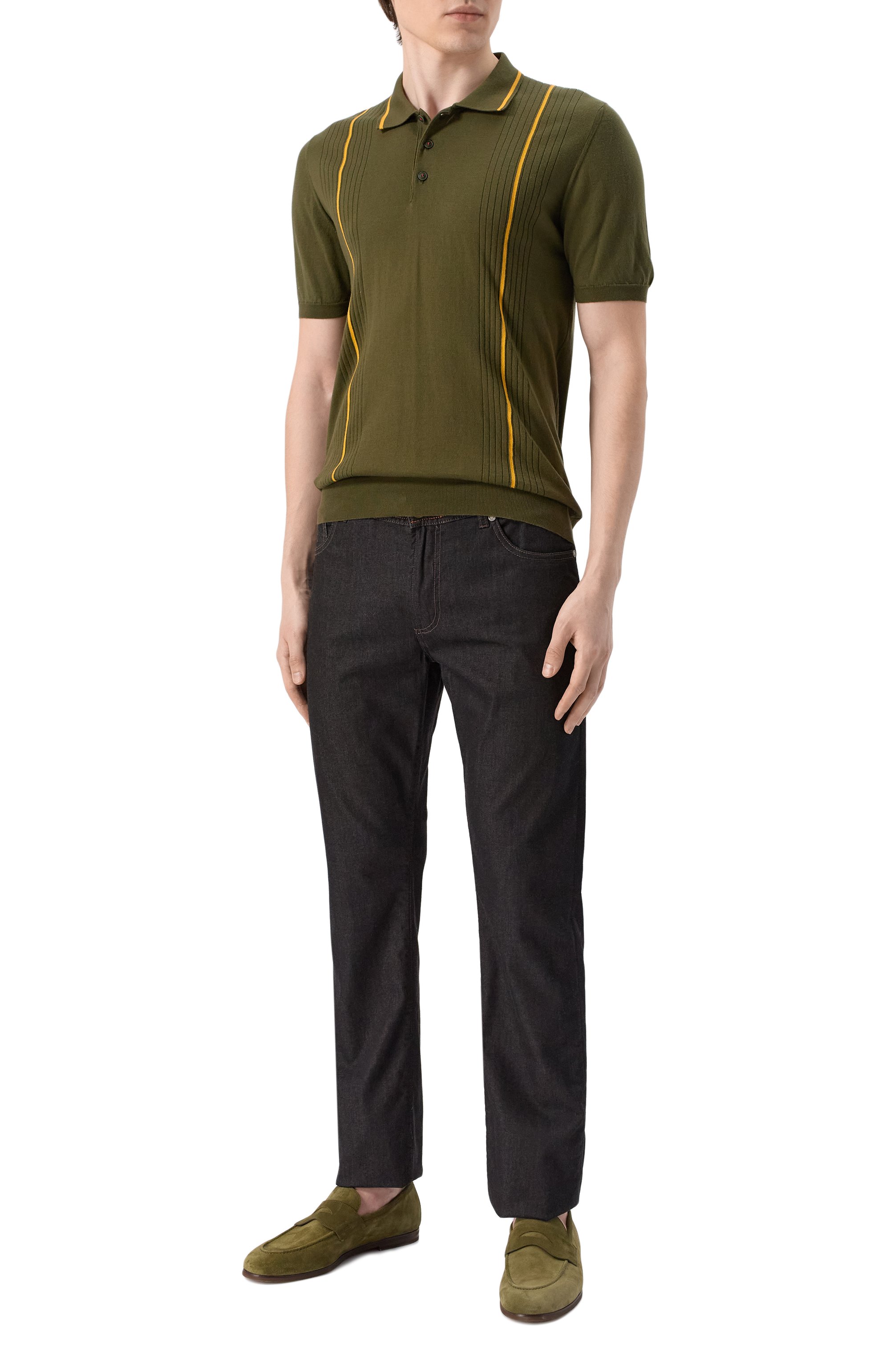 Хлопковое поло KITON хаки цвета по цене 166000 руб., арт. UMK0715V105A, фото 2 Хлопковое поло KITON, арт. UMK0715V105A, фото 2