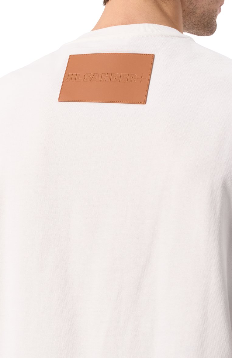 Мужская хлопковая футболка JIL SANDER кремового цвета, арт. J47GC0153/J20103 | Фото 5 (Рукава: Короткие; Длина (для топов): Стандартные; Материал внешний: Хлопок; Принт: Без принта; Стили: Минимализм; Мужское Кросс-КТ: Футболка-одежда; Кросс-КТ: Джерси; Автоматизация ТО: Проставлено; Автоматизация состава: Проставлено)