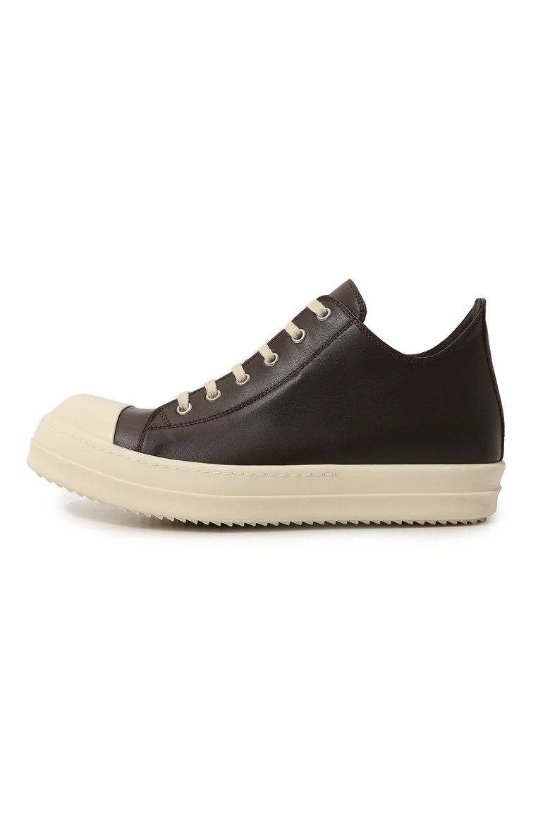 Мужские кожаные кеды luxor low RICK OWENS коричневого цвета, арт. RU02C7891/LCG | Фото 2 (Материал внутренний: Натуральная кожа; Подошва: Массивная; Стили: Гранж; Материал утеплителя: Без утеплителя; Материал внешний: Натуральная кожа; Кросс-КТ: Низкие)