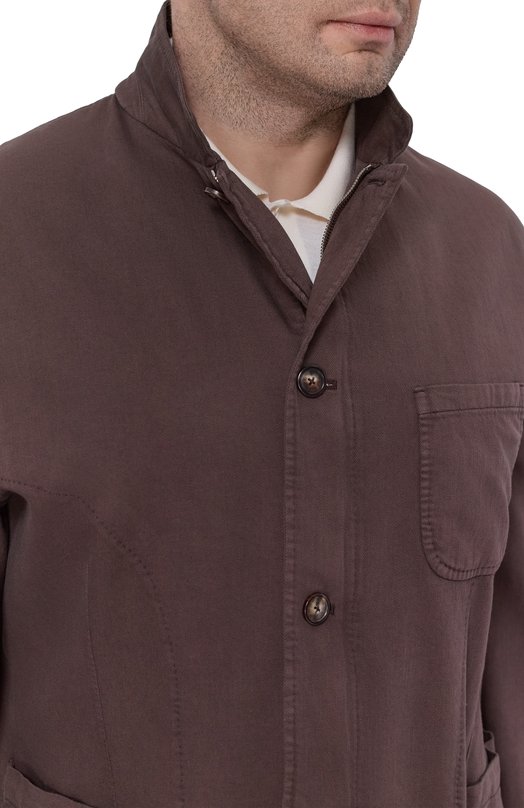Куртка из хлопка и льна Cortigiani 4AG642 Коричневый  4AG642 Фото 5