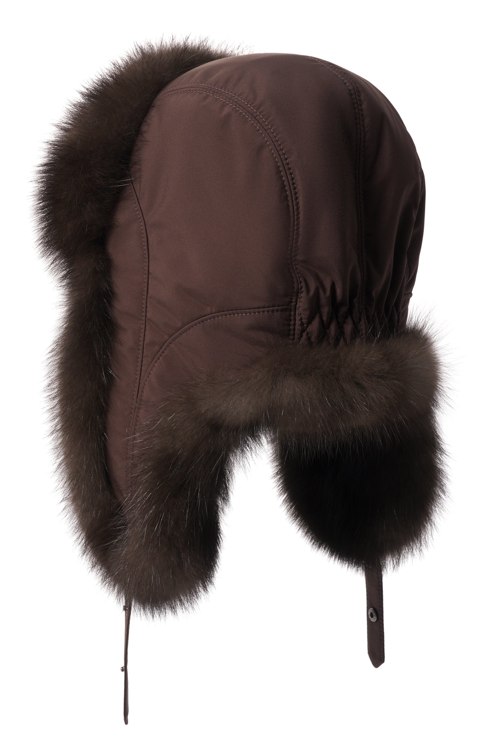 Шапка-ушанка с мехом соболя BLACK SABLE коричневого цвета по цене 243300 руб., арт. BS-FHSM-EB, фото 2 Шапка-ушанка с мехом соболя BLACK SABLE, арт. BS-FHSM-EB, фото 2