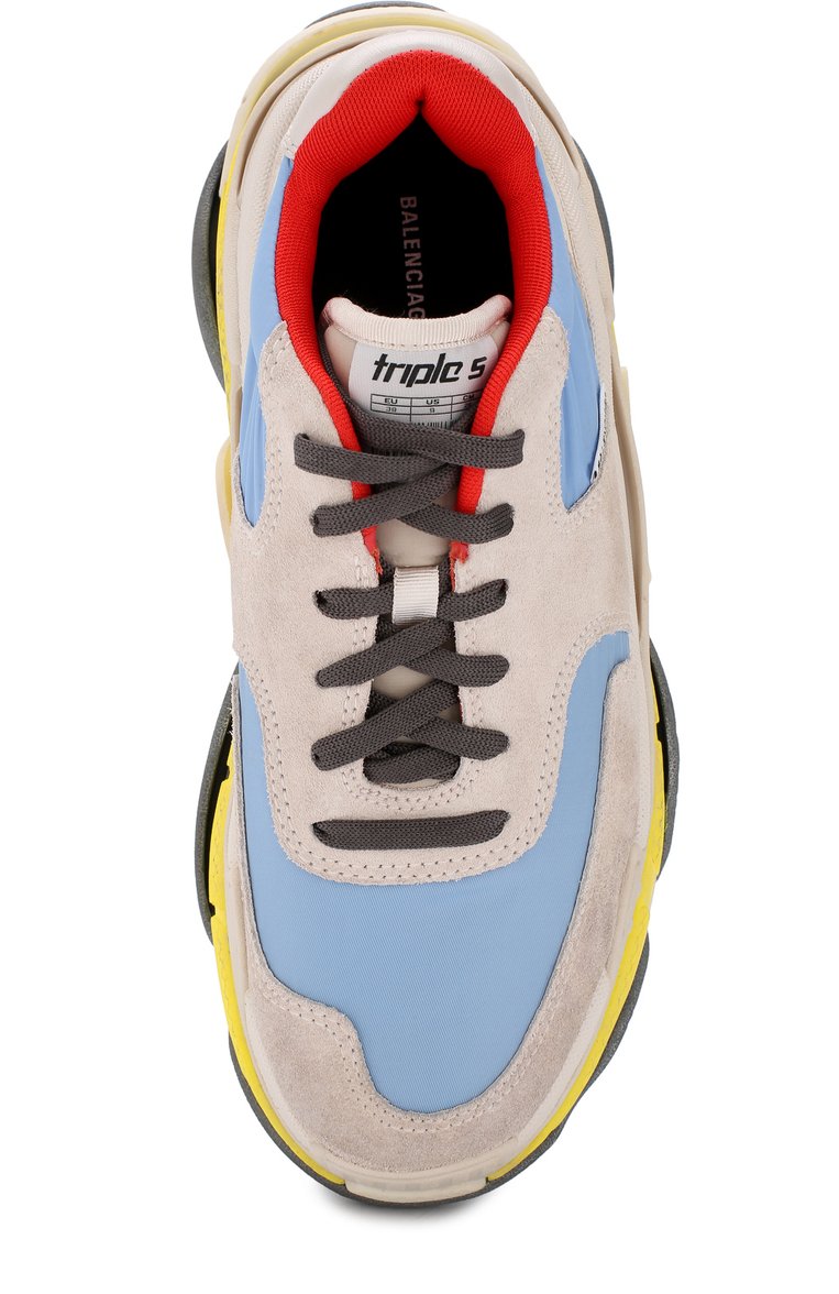 Кожаные кроссовки triple s с текстильной отделкой BALENCIAGA, арт. 524043/W09T2, фото 1