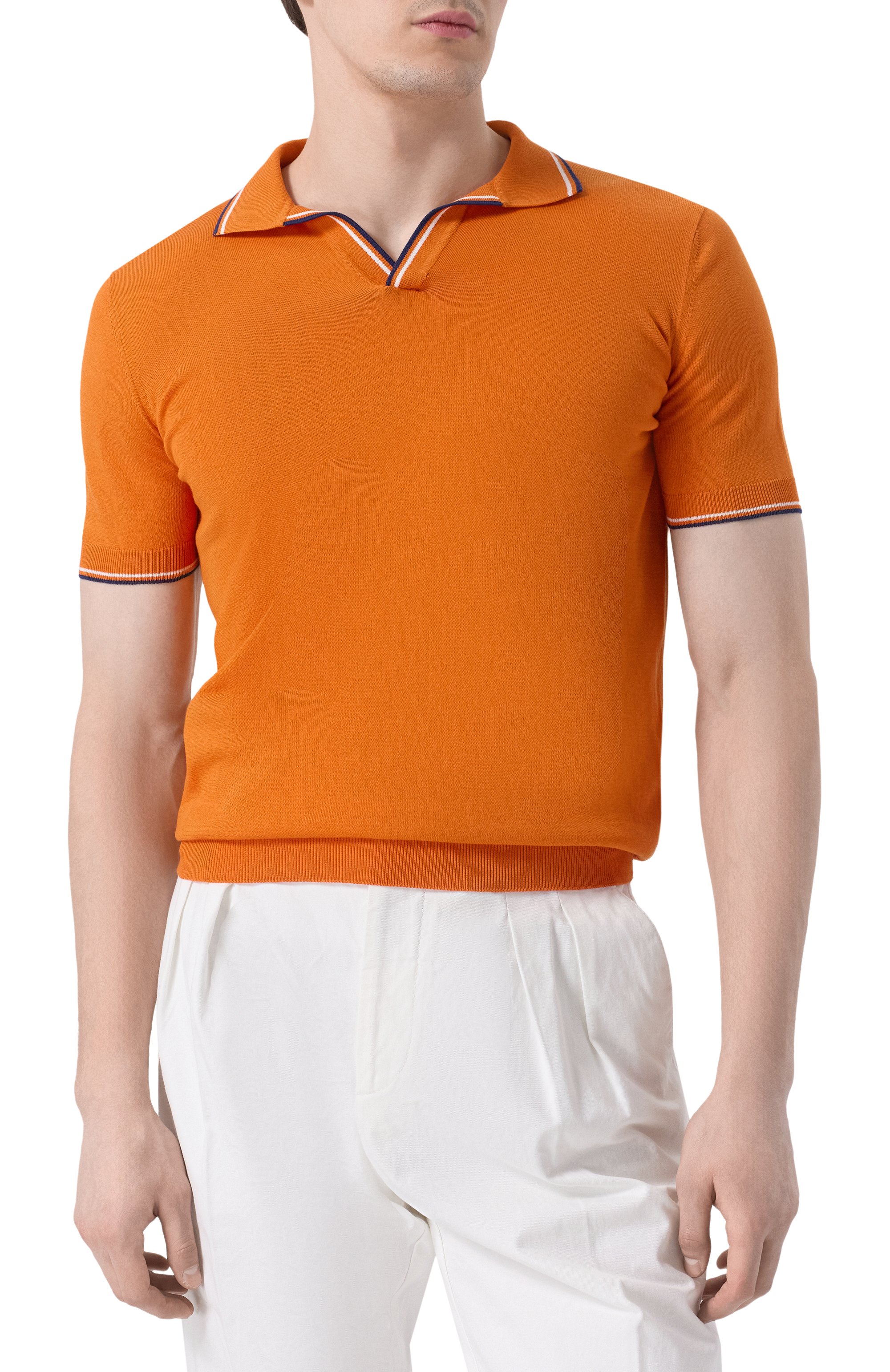 Хлопковое поло GRAN SASSO оранжевого цвета по цене 24950 руб., арт. 57132/20688, фото 3 Хлопковое поло GRAN SASSO, арт. 57132/20688, фото 3