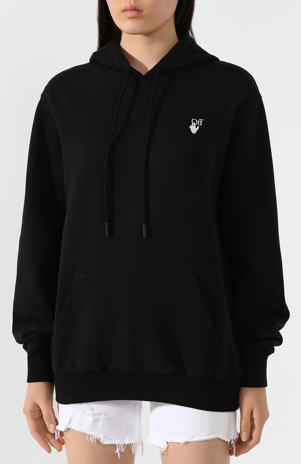 Хлопковое худи OFF-WHITE черного цвета по цене 46750 руб., арт. 0WBB035T20FLE0011001, фото 3 Хлопковое худи OFF-WHITE, арт. 0WBB035T20FLE0011001, фото 3