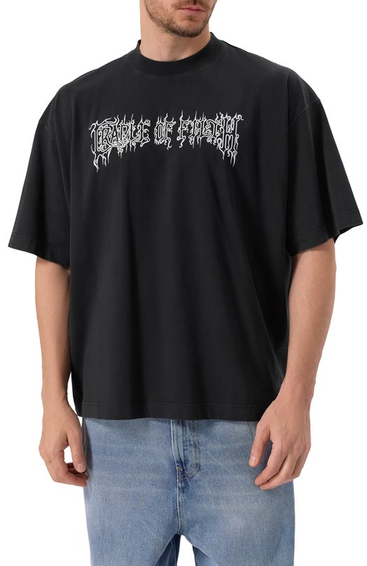 Хлопковая футболка VETEMENTS UCF76TR100B/1000 LIGHT JERSEY Чёрный  UCF76TR100B/1000 LIGHT JERSEY Фото 3
