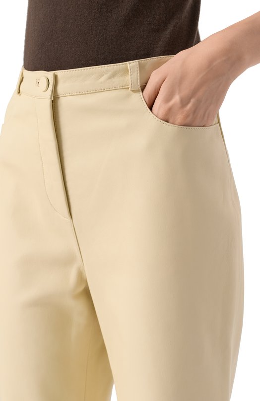 Кожаные брюки Loulou de Saison C0BE Кремовый  C0BE Фото 5