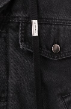 Мужской джинсовый жилет ANN DEMEULEMEESTER черного цвета, арт. B0010293/FA039 | Фото 6 (Длина (верхняя одежда): Короткие; Драгоценные камни: Проставлено; Материал сплава: Проставлено; Кросс-КТ: Деним; Материал внешний: Деним, Хлопок; Стили: Гранж)