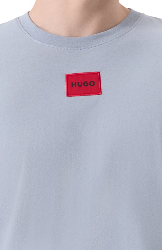 Хлопковая футболка HUGO 50447978 Голубой  50447978 Фото 5