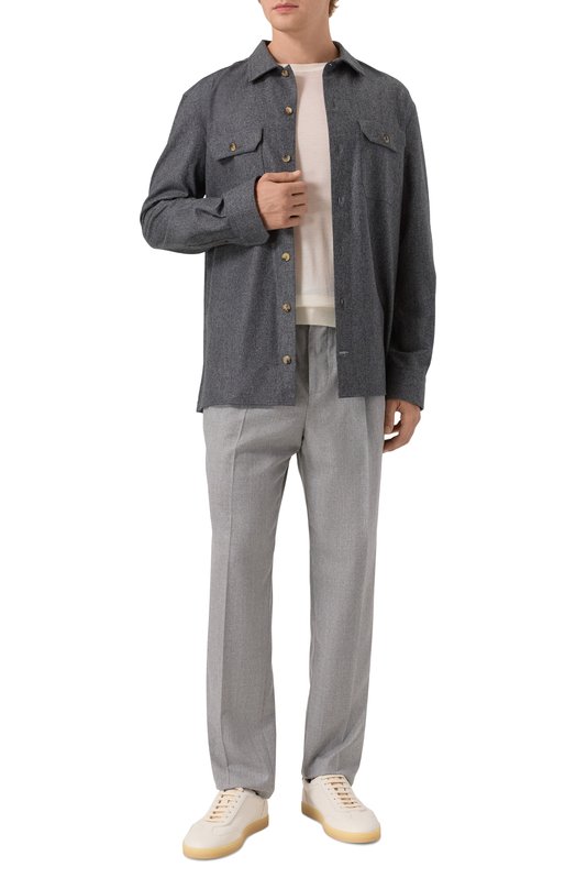 Кожаные кеды Brunello Cucinelli MZUKSGJ336 Белый  MZUKSGJ336 Фото 2