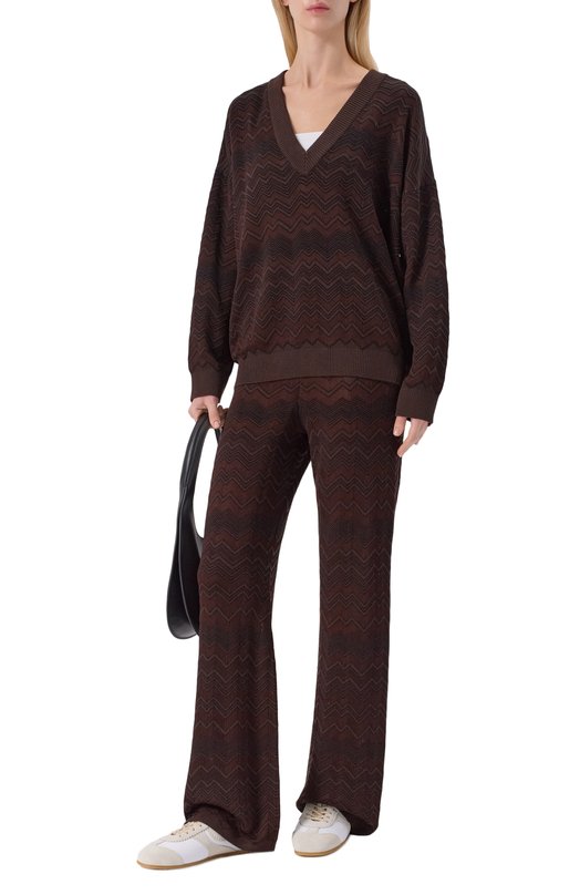 Брюки из вискозы и шерсти Missoni DS25WI0J/BK01CP Коричневый  DS25WI0J/BK01CP Фото 2