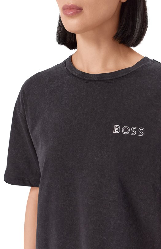 Хлопковая футболка BOSS Orange 50535106 Чёрный  50535106 Фото 5