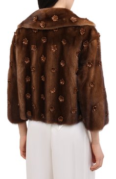 Женская шуба из норки VALENTINO коричневого цвета, арт. MF3FB175/1BF | Фото 4 (Статус проверки: Проверено, Проверена категория; Длина (верхняя одежда): Короткие; Материал внешний: Натуральный мех; Женское Кросс-КТ: Мех; Стили: Гламурный; Рукава: Длинные; Кросс-КТ: Куртка)