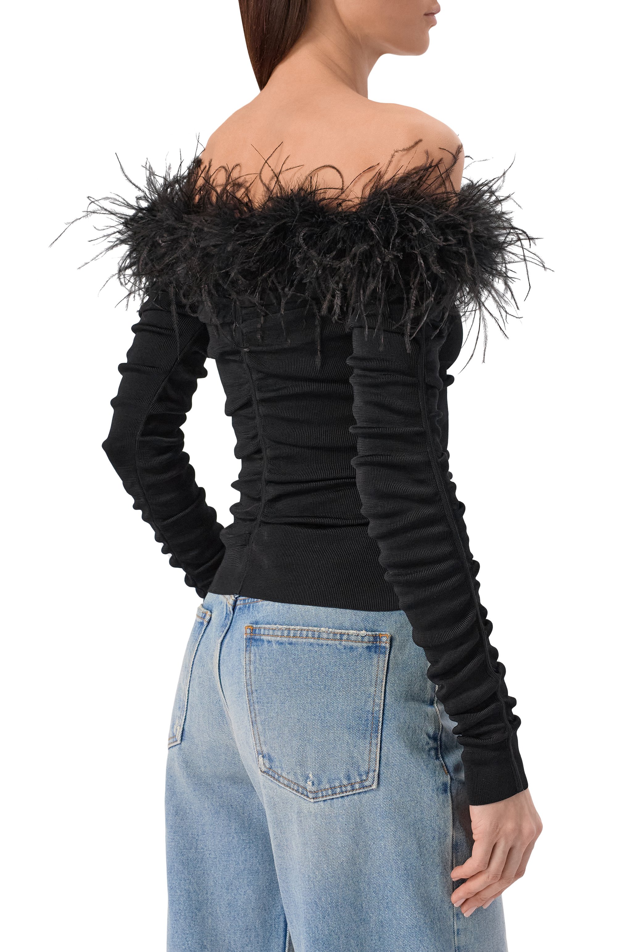 Топ с отделкой перьями SELF-PORTRAIT, арт. RS26011TB, фото 4