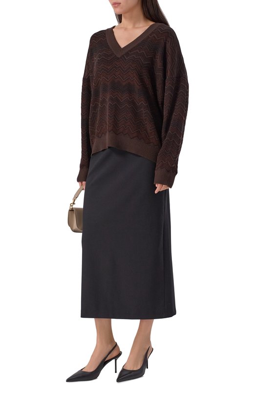 Пуловер из шерсти и вискозы Missoni DS25WN14/BK01CP Коричневый  DS25WN14/BK01CP Фото 2