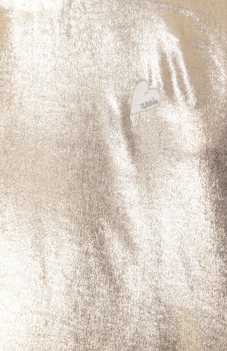 Детское платье ZADIG AND VOLTAIRE золотого цвета, арт. X60344 | Фото 3 (Рукава: Короткие; Девочки Кросс-КТ: Платье-одежда; Случай: Повседневный; Материал подклада: Вискоза; Материал внешний: Синтетический материал; Автоматизация состава: Пр�оставлено; Автоматизация ТО: Проставлено; Ростовка одежда: 16 лет | 164 см, 8 лет | 128 см, 12 лет | 152 см, 10 - 11 лет | 140 - 146см, 6 лет | 116 см, 13 - 15 лет | 158 см)