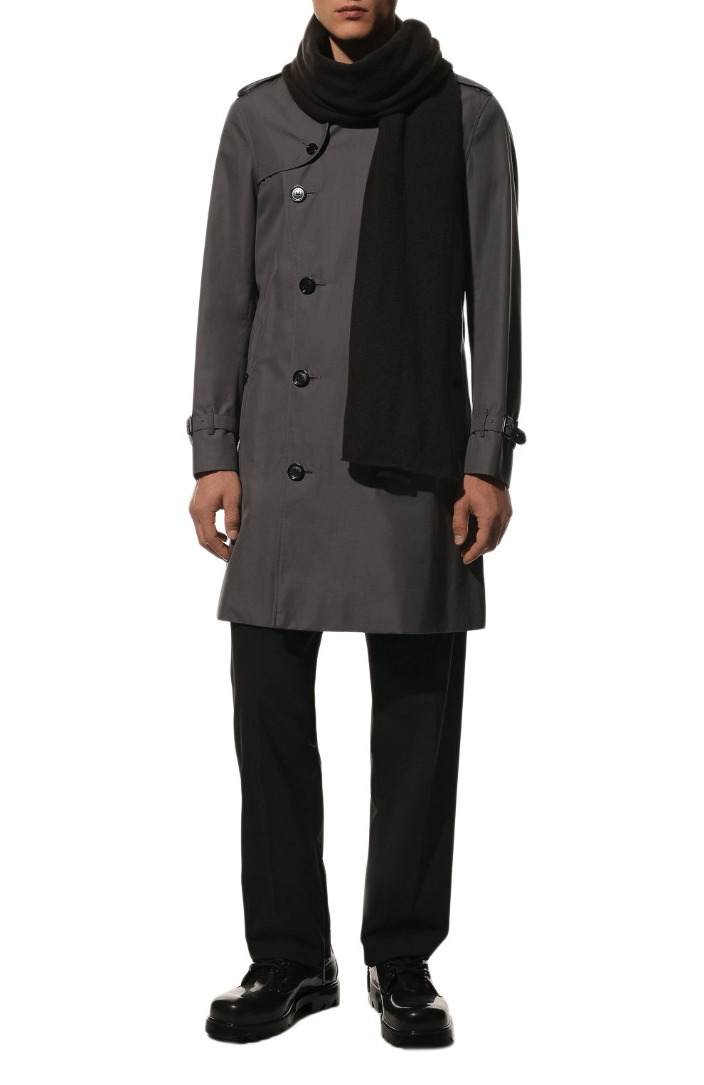 Кашемировый шарф ALLUDE темно-коричневого цвета по цене 26350 руб., арт. 225/11241, фото 2 Кашемировый шарф ALLUDE, арт. 225/11241, фото 2