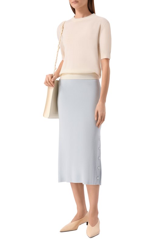 Шерстяной пуловер Jil Sander J02GC0146/J14832 Кремовый  J02GC0146/J14832 Фото 2