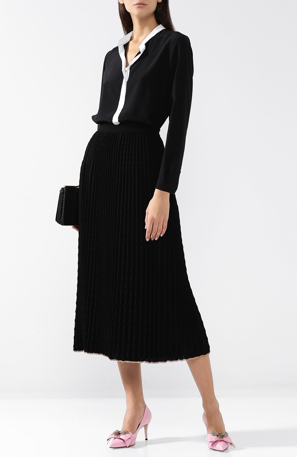 Кожаные туфли с бантом на шпильке GUCCI, арт. 496641/BK000, фото 2