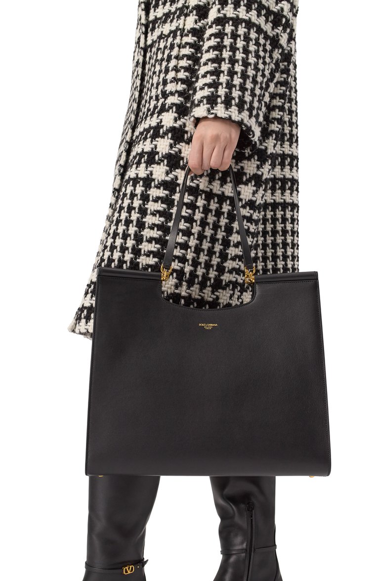 Женская сумка-тоут sicily shopper large DOLCE & GABBANA черного цвета, арт. BB7727/B7321 | Фото 2 (Материал: Натуральная кожа; Материал сплава: Проставлено; Размер: large; Драгоценные камни: Проставлено)