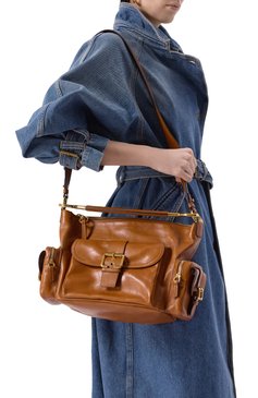 Женская сумка camera CHLOÉ коричневого цвета, арт. CHC24AS533N83 | Фото 2 (Размер: large; Материал: Натуральная кожа; Драгоценные камни: Проставлено; Материал сплава: Проставлено; Ремень/цепочка: На ремешке)