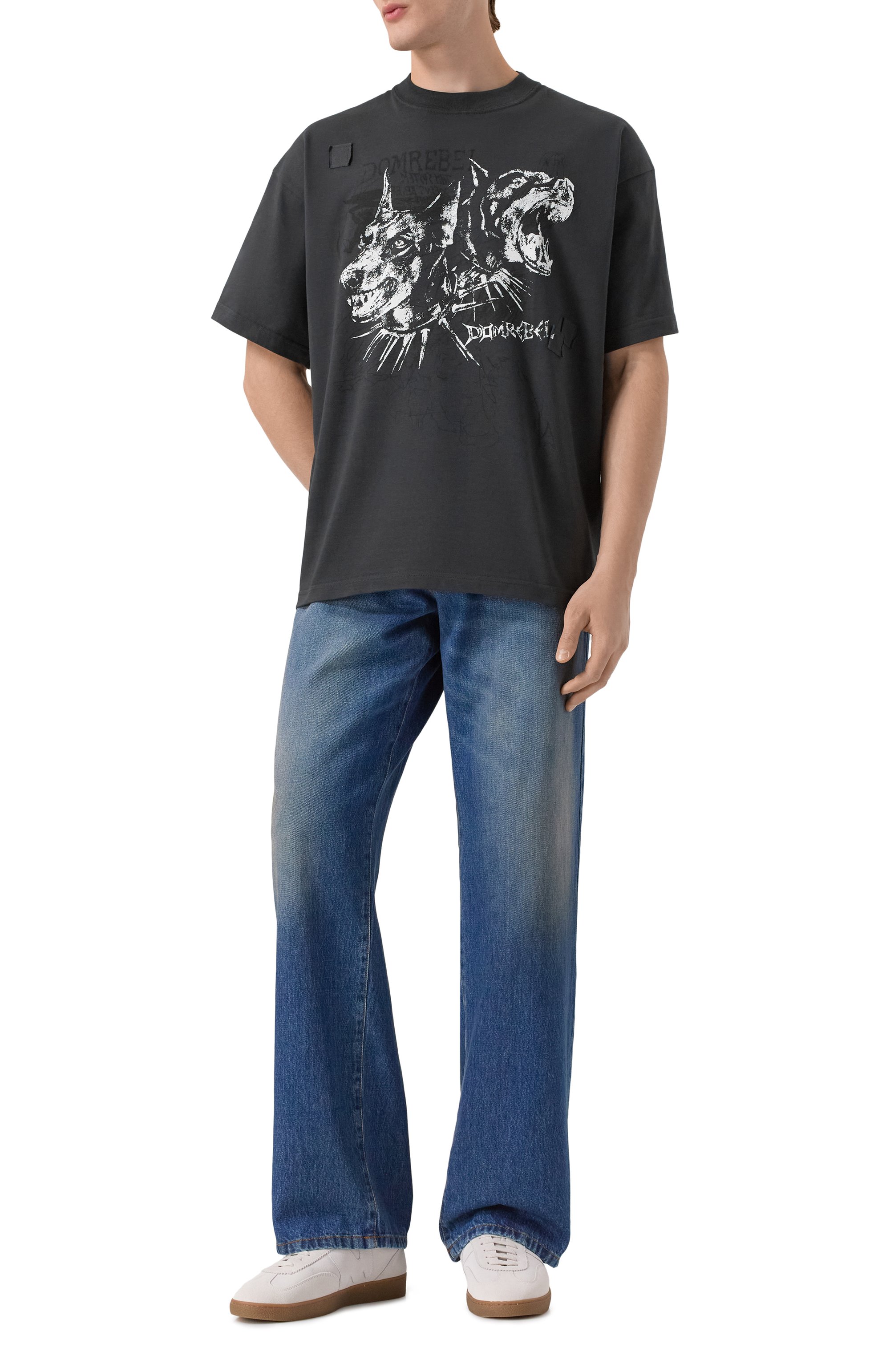 Хлопковая футболка DOMREBEL темно-серого цвета по цене 22100 руб., арт. M PUPPY, фото 2 Хлопковая футболка DOMREBEL, арт. M PUPPY, фото 2