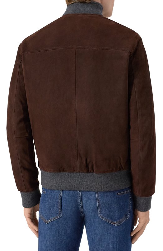 Замшевый бомбер Brioni PLAD0L/PB713 Коричневый  PLAD0L/PB713 Фото 4