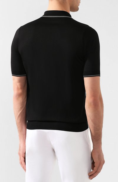 Шелковое поло с отделкой из кожи аллигатора ZILLI, арт. MBR-PZ032-SECR1/MC02/AMIS, фото 4