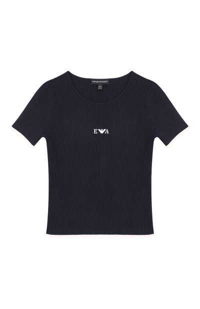 Комплект из футболки и юбки EMPORIO ARMANI темно-синего цвета по цене 31750 руб., арт. EG000767/AF22788, фото 2 Комплект из футболки и юбки EMPORIO ARMANI, арт. EG000767/AF22788, фото 2