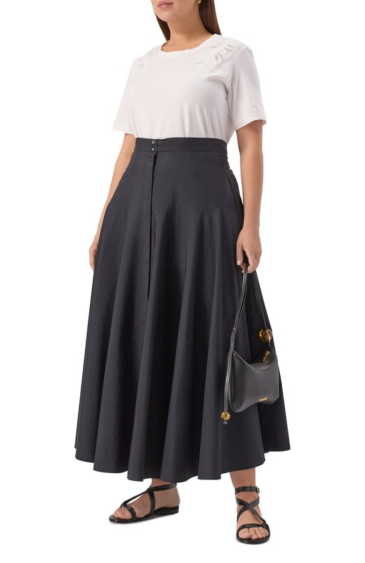 Хлопковая юбка Max Mara Studio 0XIRIA Чёрный  0XIRIA Фото 2
