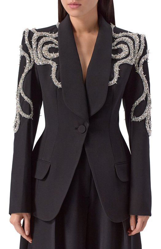 Жакет с отделкой кристаллами Zuhair Murad FJK25001/CRCA019 Чёрный  FJK25001/CRCA019 Фото 3