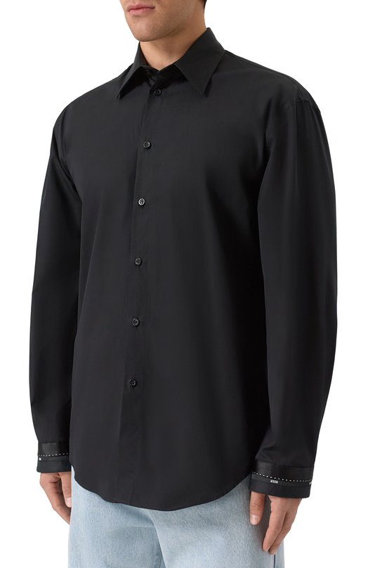 Хлопковая рубашка MSGM 3940ME13/257602 Чёрный  3940ME13/257602 Фото 3