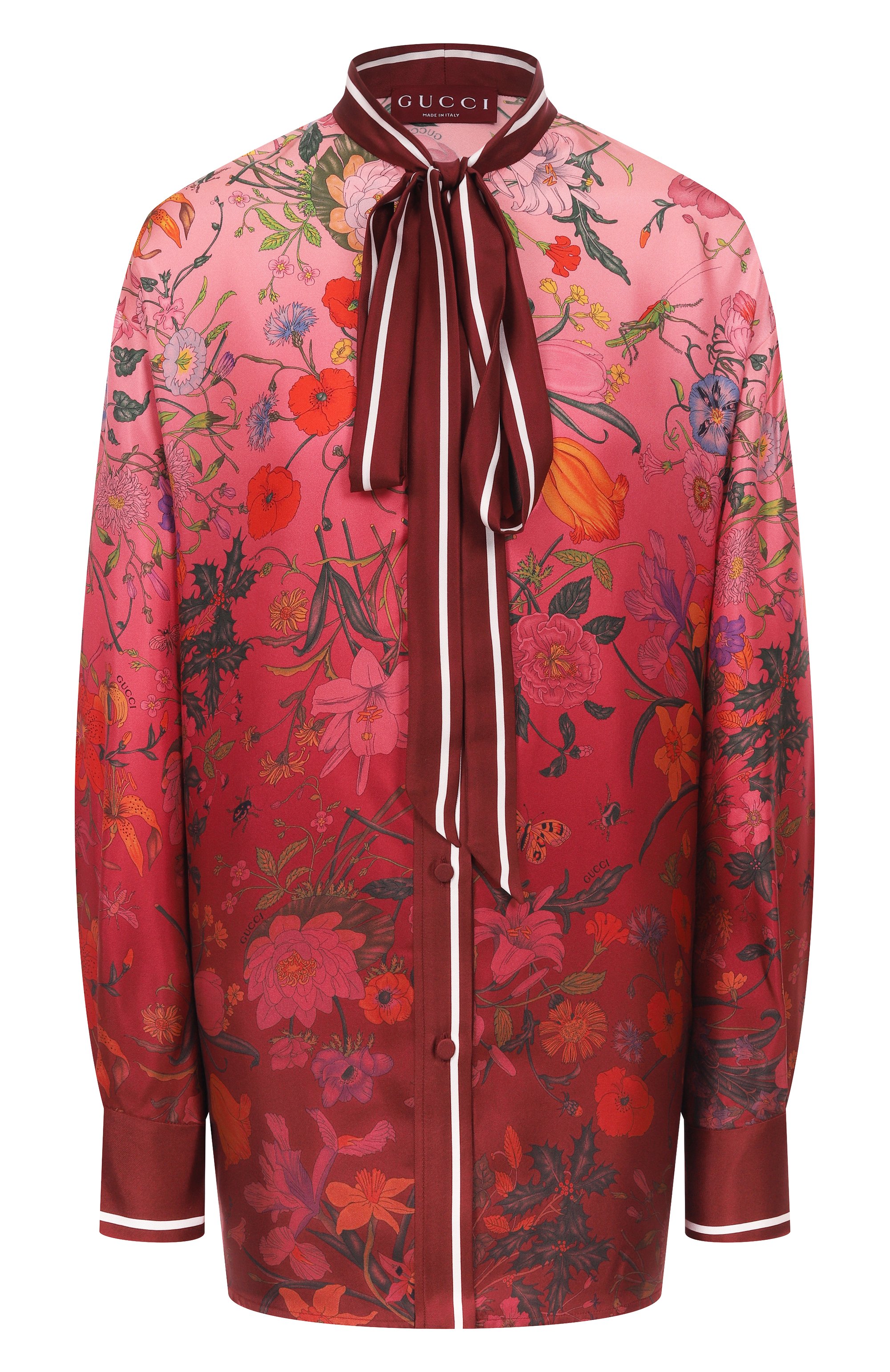 Шелковая блузка GUCCI красного цвета по цене 247500 руб., арт. 835617/ZATG8, фото 1 Шелковая блузка GUCCI, арт. 835617/ZATG8, фото 1