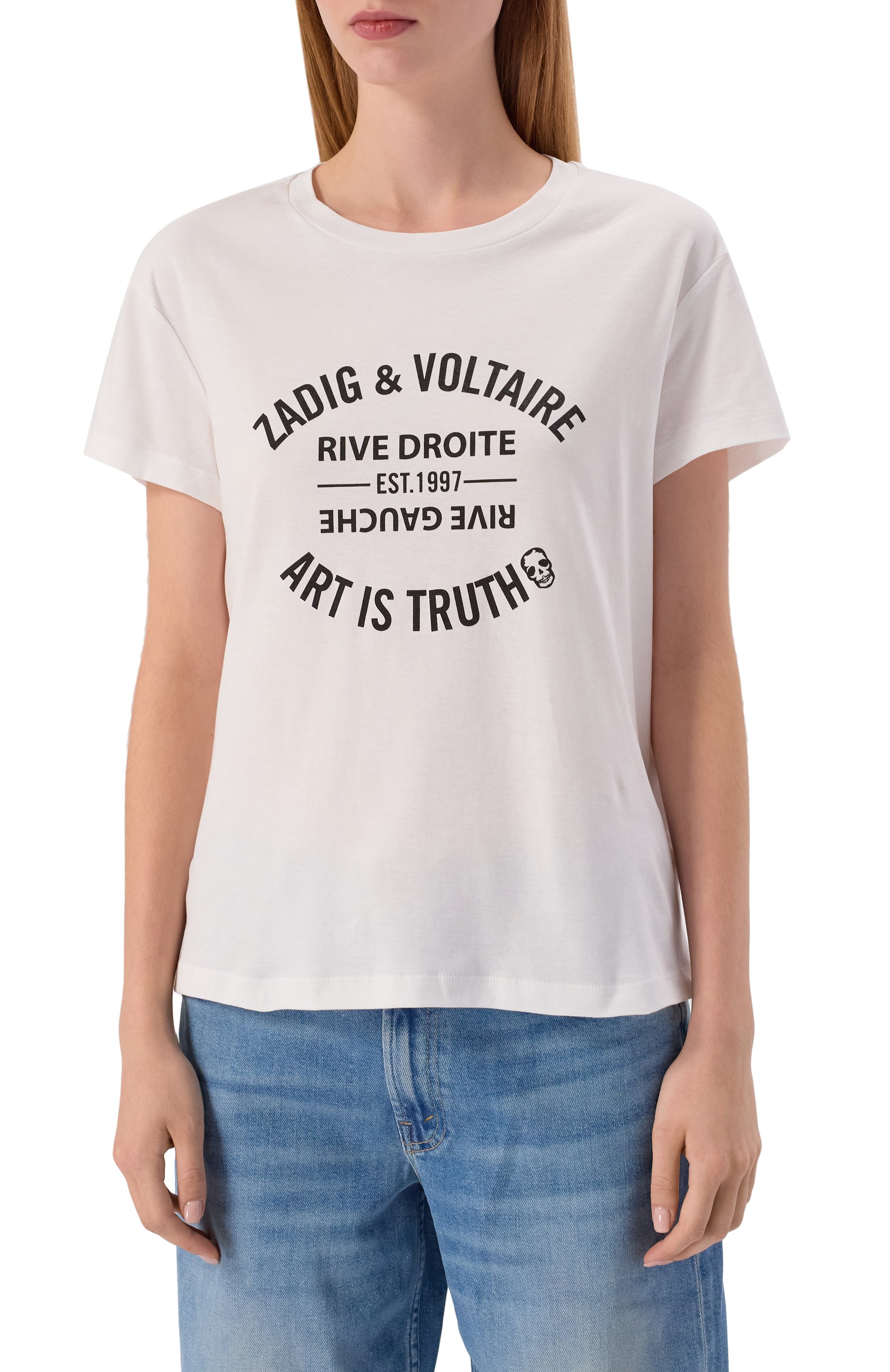 Хлопковая футболка ZADIG AND VOLTAIRE, арт. JWTS02769, фото 3