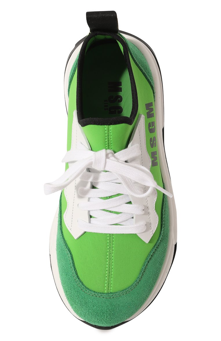Детские кроссовки MSGM KIDS зеленого цвета, арт. 74014/28-35 | Фото 4 (Стили: Гранж; Материал сплава: Проставлено; Нос: Не проставлено)