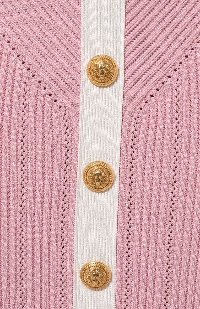Женская юбка из вискозы BALMAIN розового цвета, арт. CF0LC009/KG41 | Фото 5 (Длина Ж (юбки, платья, шорты): До колена; Материал внешний: Вискоза; Стили: Романтичный; Кросс-КТ: Трикотаж; Женское Кросс-КТ: Юбка-карандаш)
