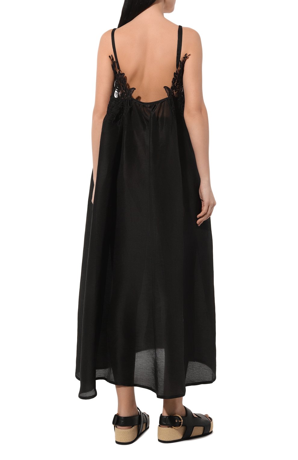 Платье изо льна и шелка MAURIZIO черного цвета по цене 55750 руб., арт. MZS4W06461077N, фото 4 Платье изо льна и шелка MAURIZIO, арт. MZS4W06461077N, фото 4