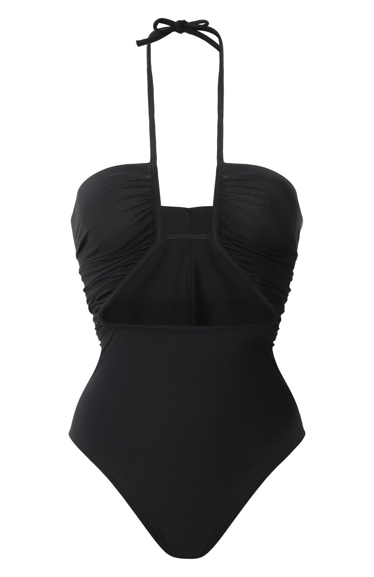 Женский слитный купальник RICK OWENS черного цвета, арт. RP01E7087/NS | Фото 1 (Длина Ж (юбки, платья, шорты): Мини; Женское Кросс-КТ: Слитные купальники; Материал внешний: Синтетический материал)