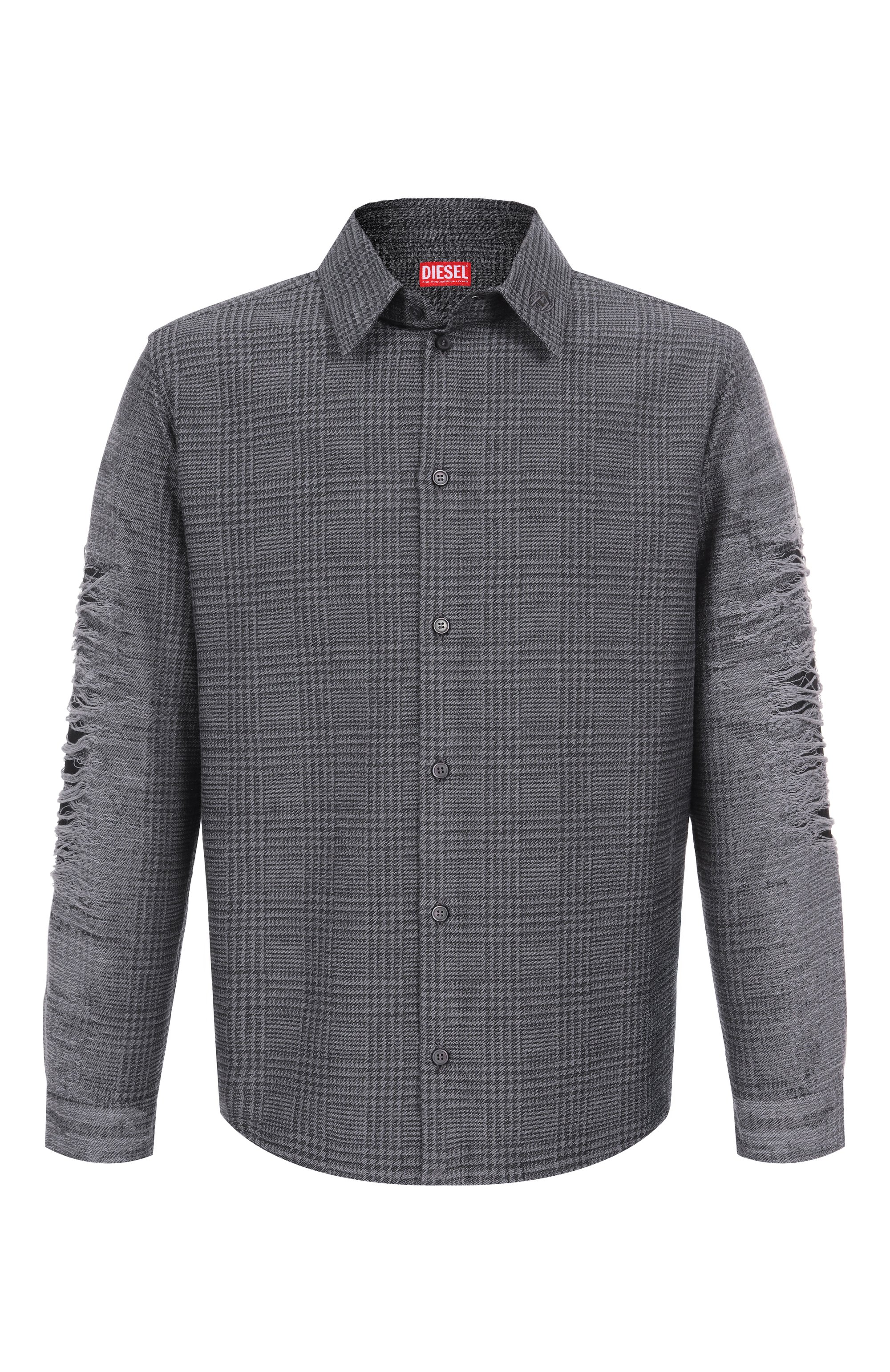 Рубашка из хлопка и вискозы DIESEL темно-серого цвета по цене 87550 руб., арт. A18967/0DEBQ, фото 1 Рубашка из хлопка и вискозы DIESEL, арт. A18967/0DEBQ, фото 1