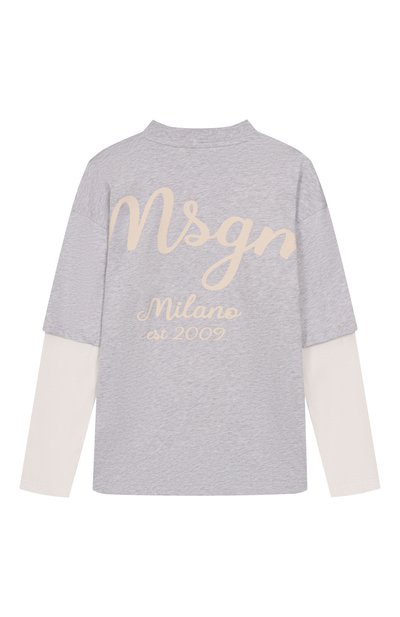 Хлопковый лонгслив MSGM KIDS светло-серого цвета по цене 10950 руб., арт. F5MSJBTH257, фото 2 Хлопковый лонгслив MSGM KIDS, арт. F5MSJBTH257, фото 2